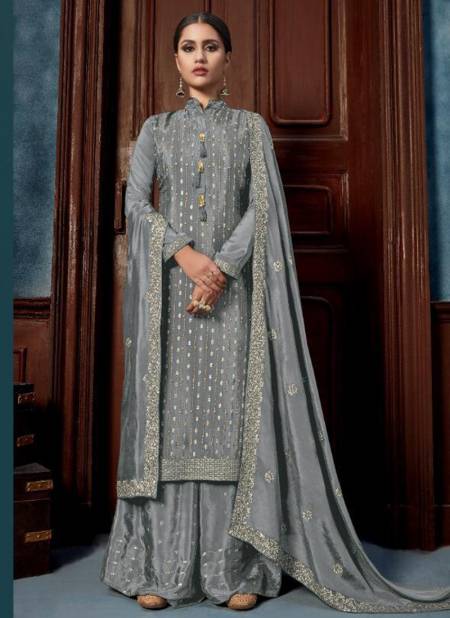 Gray Colour VIPUL ALICE CAT 62 Latest Fancy Designer Festive Wear Chinnon Sequence Work Salwar Suit Collection 4606